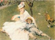 Pierre-Auguste Renoir Camille Monet and Her son Jean in the Garden at Arenteuil oil on canvas
